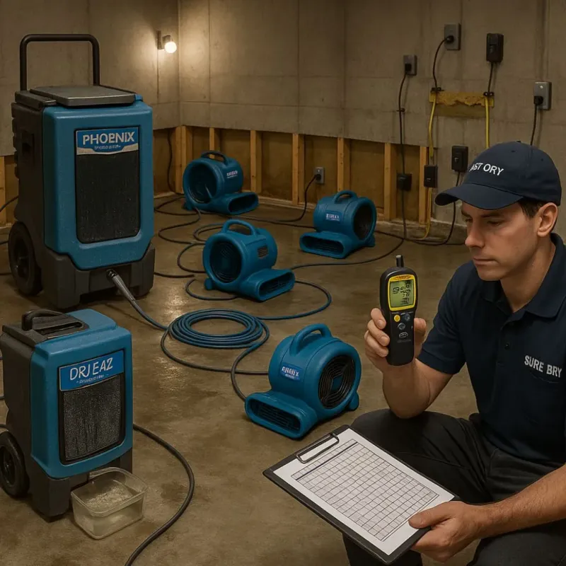 Structural Drying and Dehumidification process in Flat Rock, MI